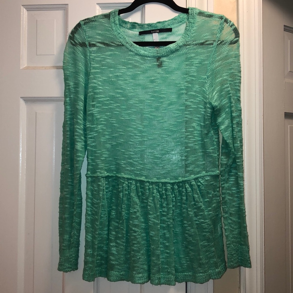 Kensie green burnout peplum light sweater